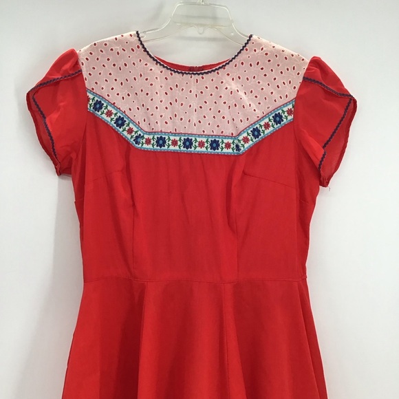 Kate Schorer Vintage Square Dancing Swing Folk Dress Red/White Size L/XL - Picture 8 of 8
